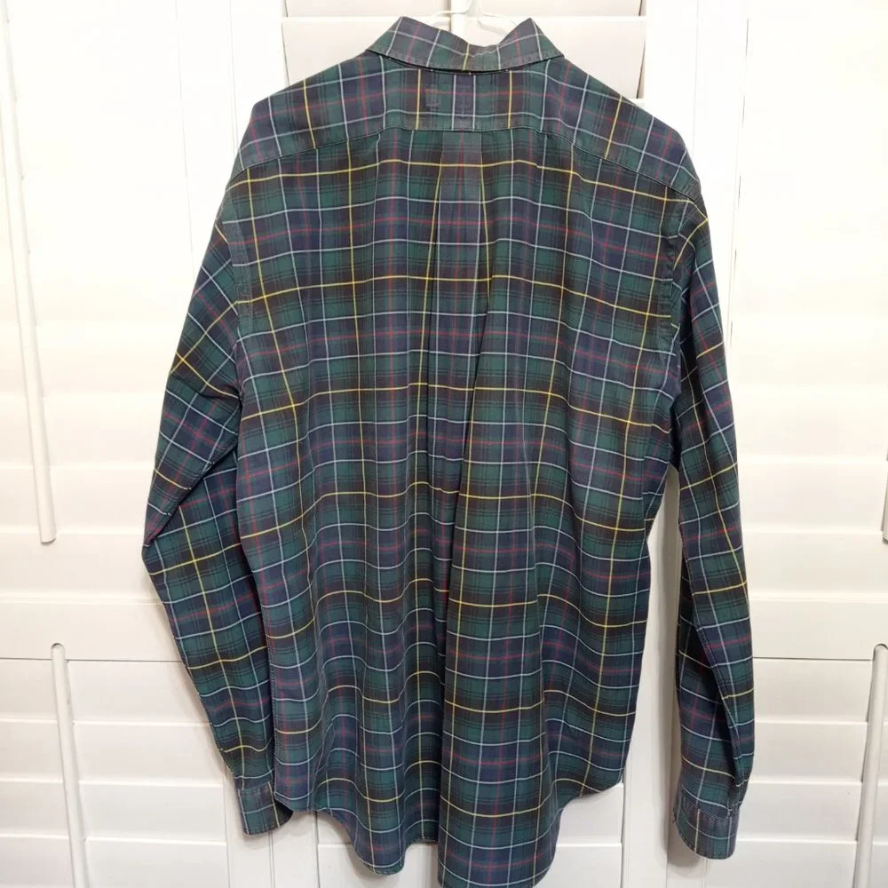 POLO Ralph Lauren Shirt Long Sleeve Button Down Hunter Green Plaid Cotton